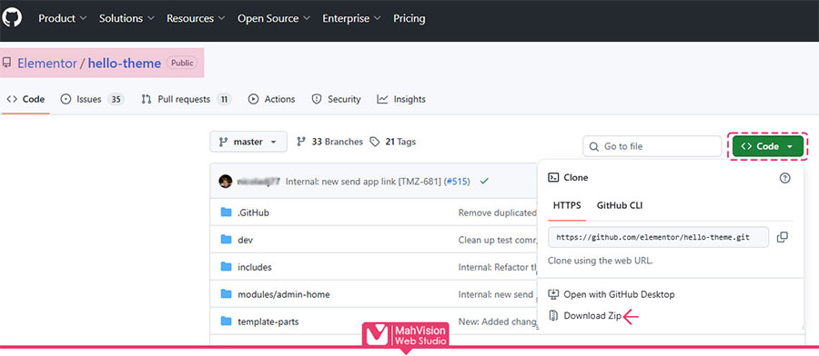 آموزش دانلود قالب از طریق GitHub یا مخازن آنلاین 