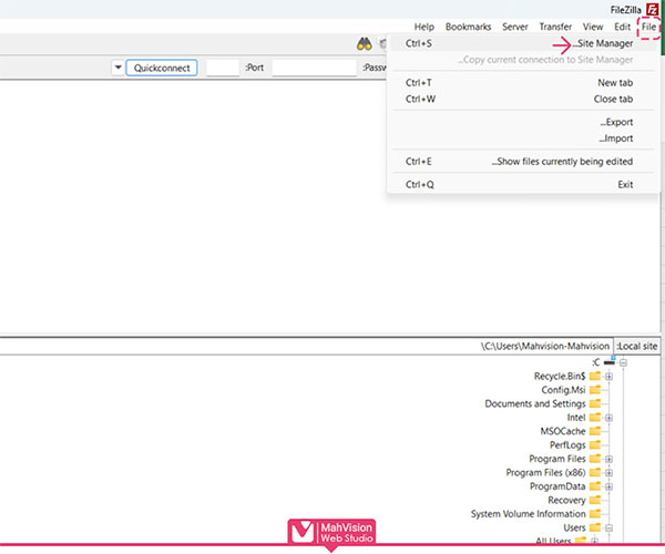 مراحل نصب قالب وردپرس با (FileZilla) - مرحله یک 